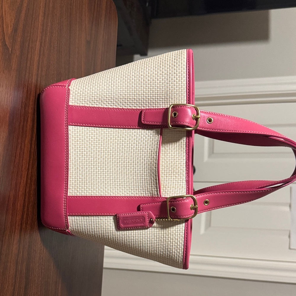 Coach Pink and Cream Tote Bag